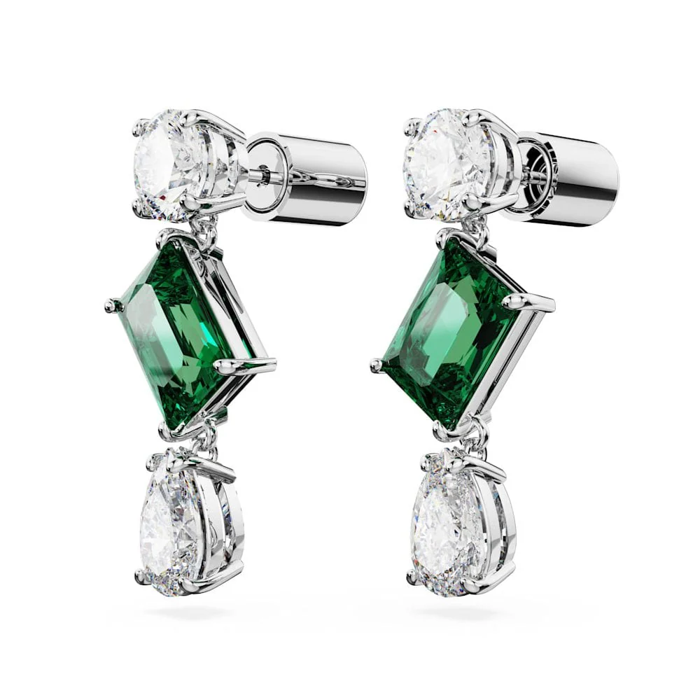 Swarovski Silver Mesmera Green Drop Earrings - Image 4