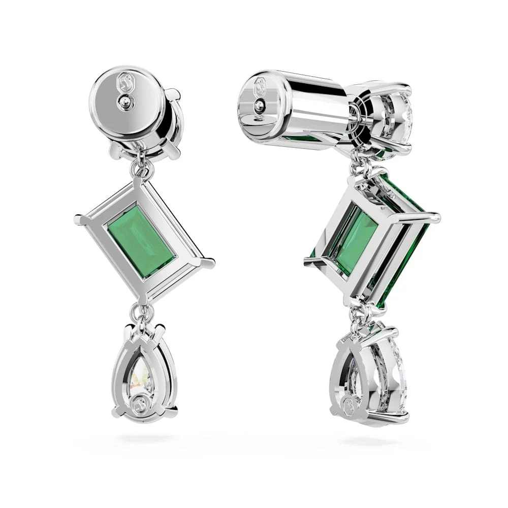 Swarovski Silver Mesmera Green Drop Earrings - Image 5