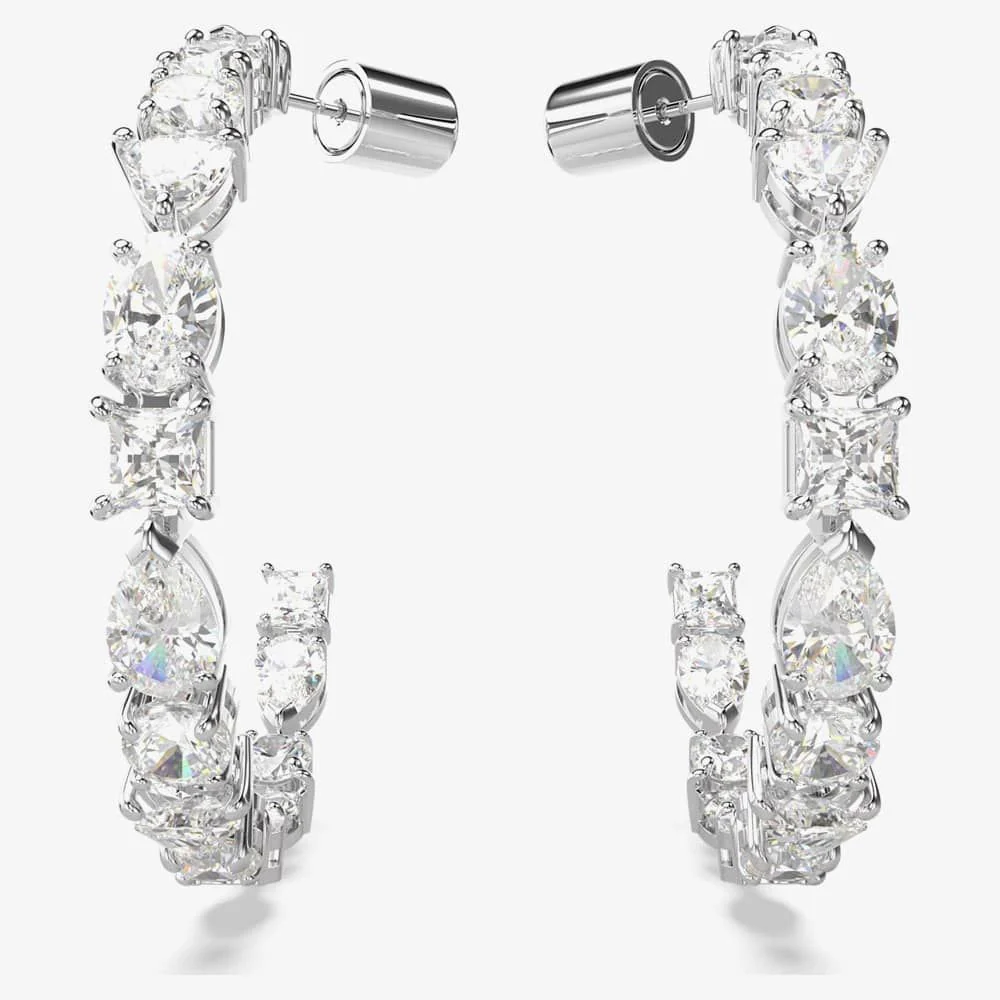 Swarovski Silver Mesmera Mixed Cut Hoop Earrings - Image 2