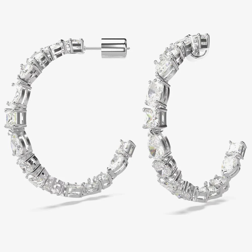 Swarovski Silver Mesmera Mixed Cut Hoop Earrings - Image 3