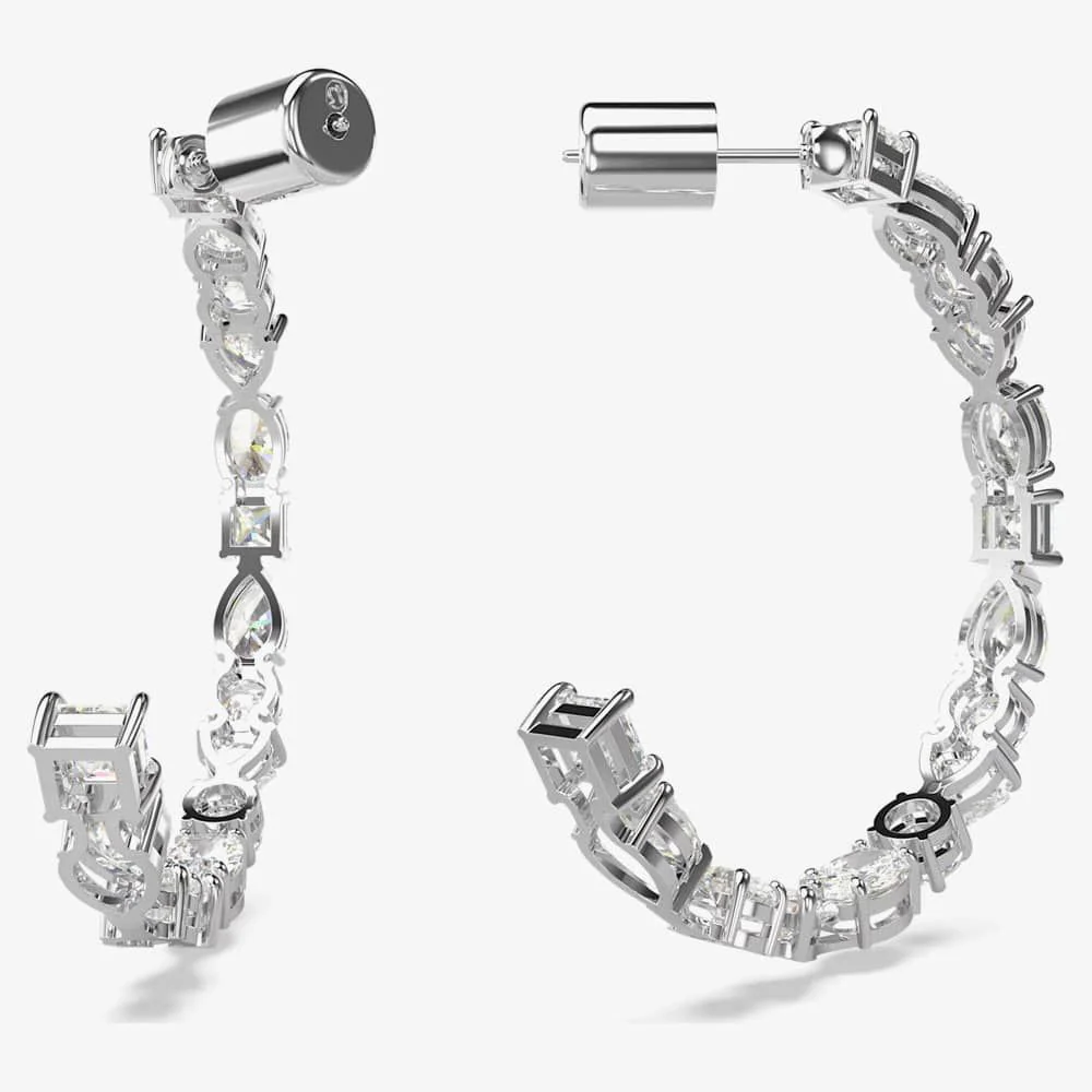 Swarovski Silver Mesmera Mixed Cut Hoop Earrings - Image 4