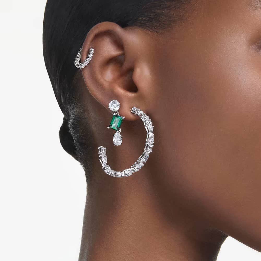 Swarovski Silver Mesmera Mixed Cut Hoop Earrings - Image 7