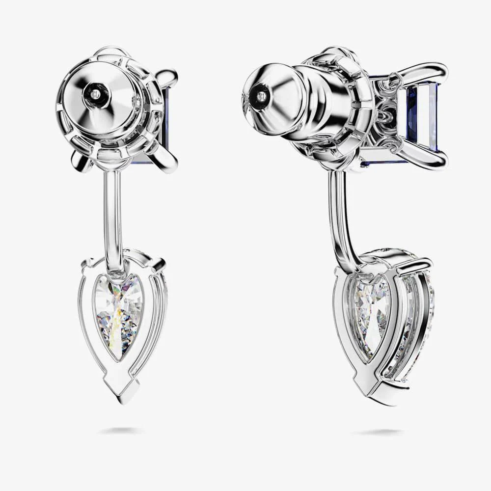Swarovski Silver Mesmera Mixed Cut Blue Ear Jacket Earrings - Image 5