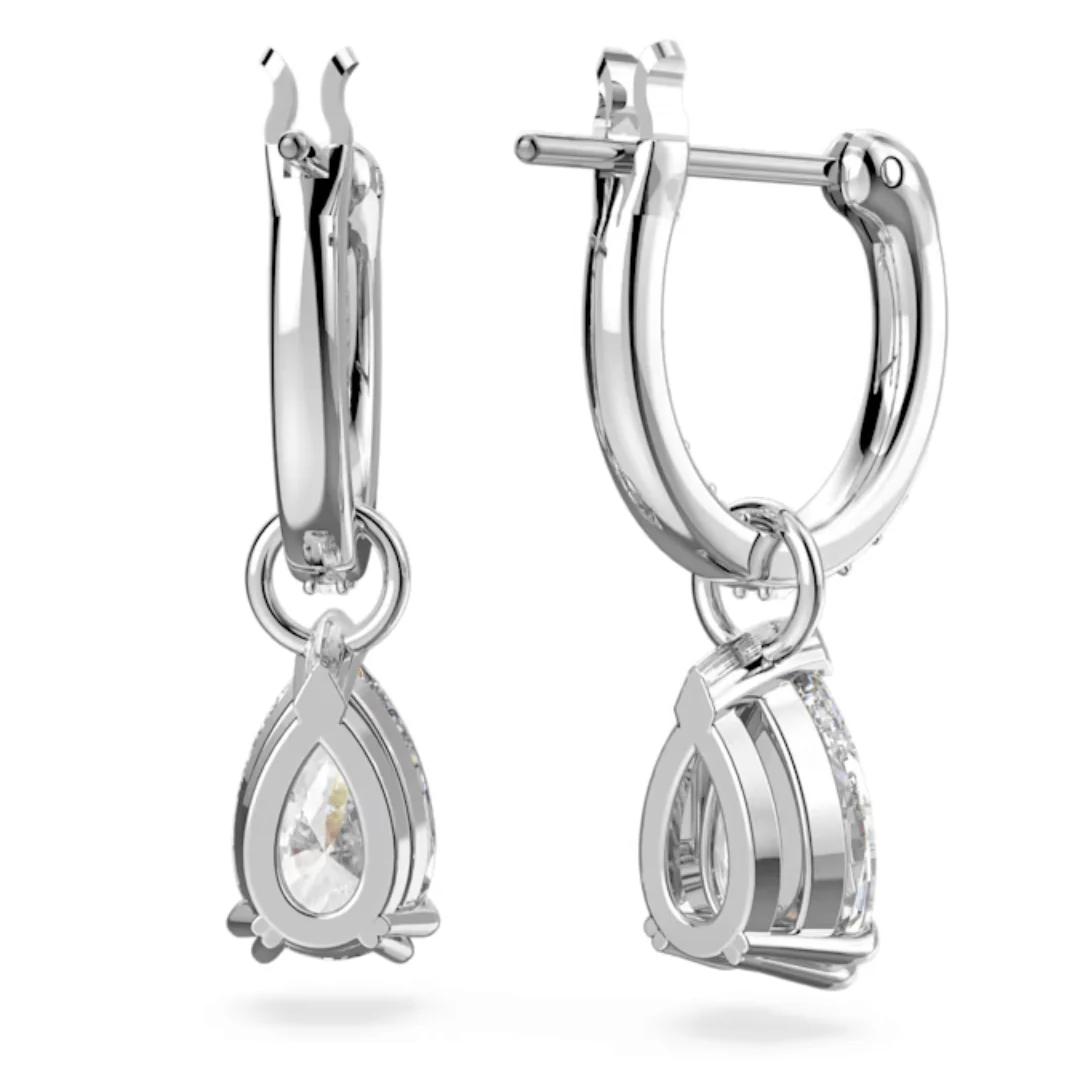 Swarovski Silver Stilla Pear Cut Hoop Earrings - Image 3