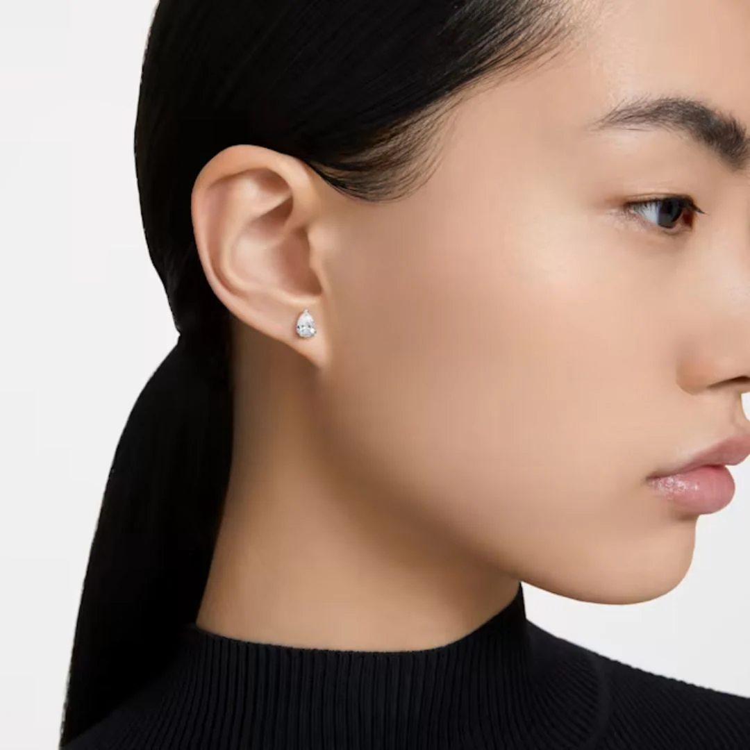 Swarovski Silver Stilla Pear Cut Stud Earrings - Image 2