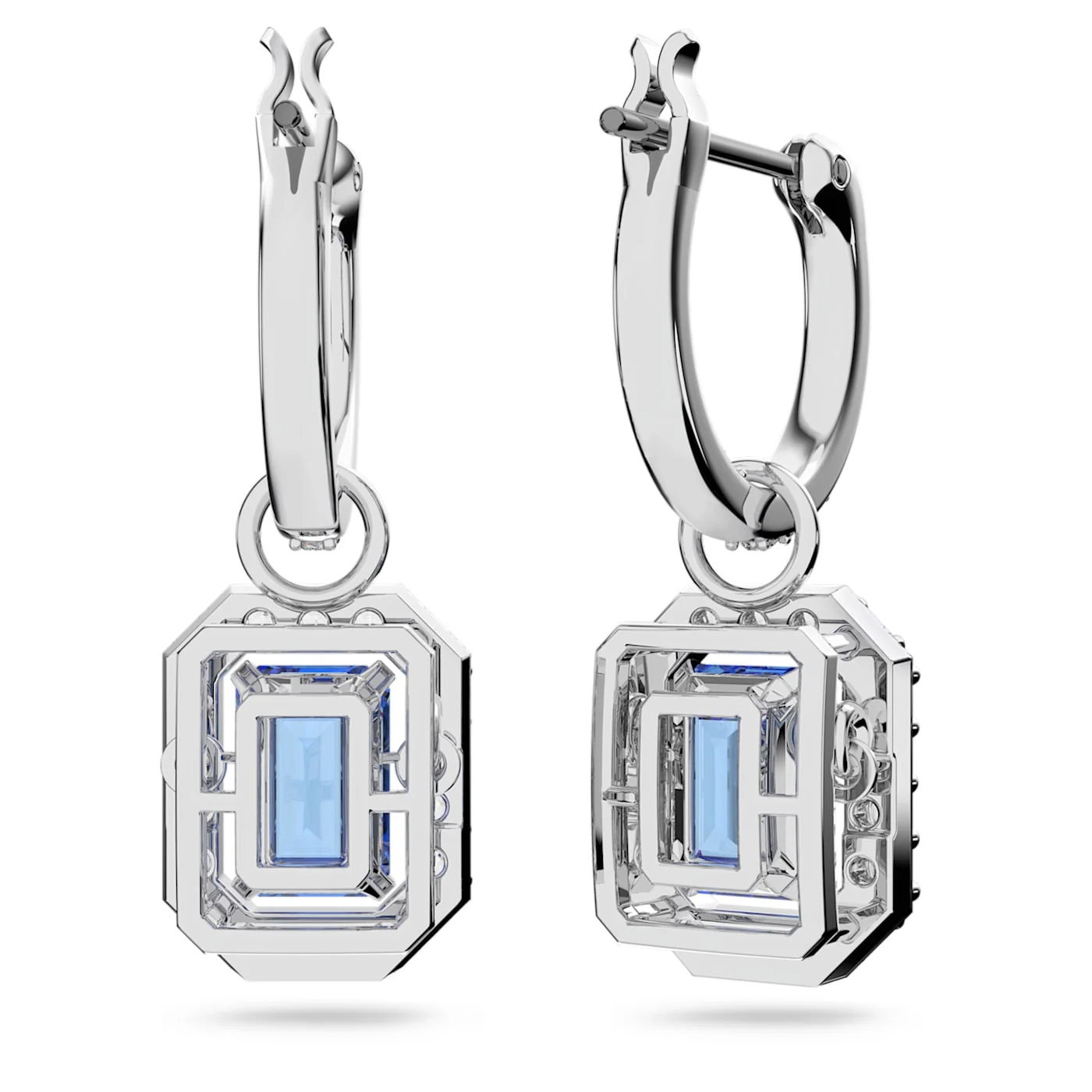 Swarovski Silver Una Octagon Cut Blue Earrings - Image 2