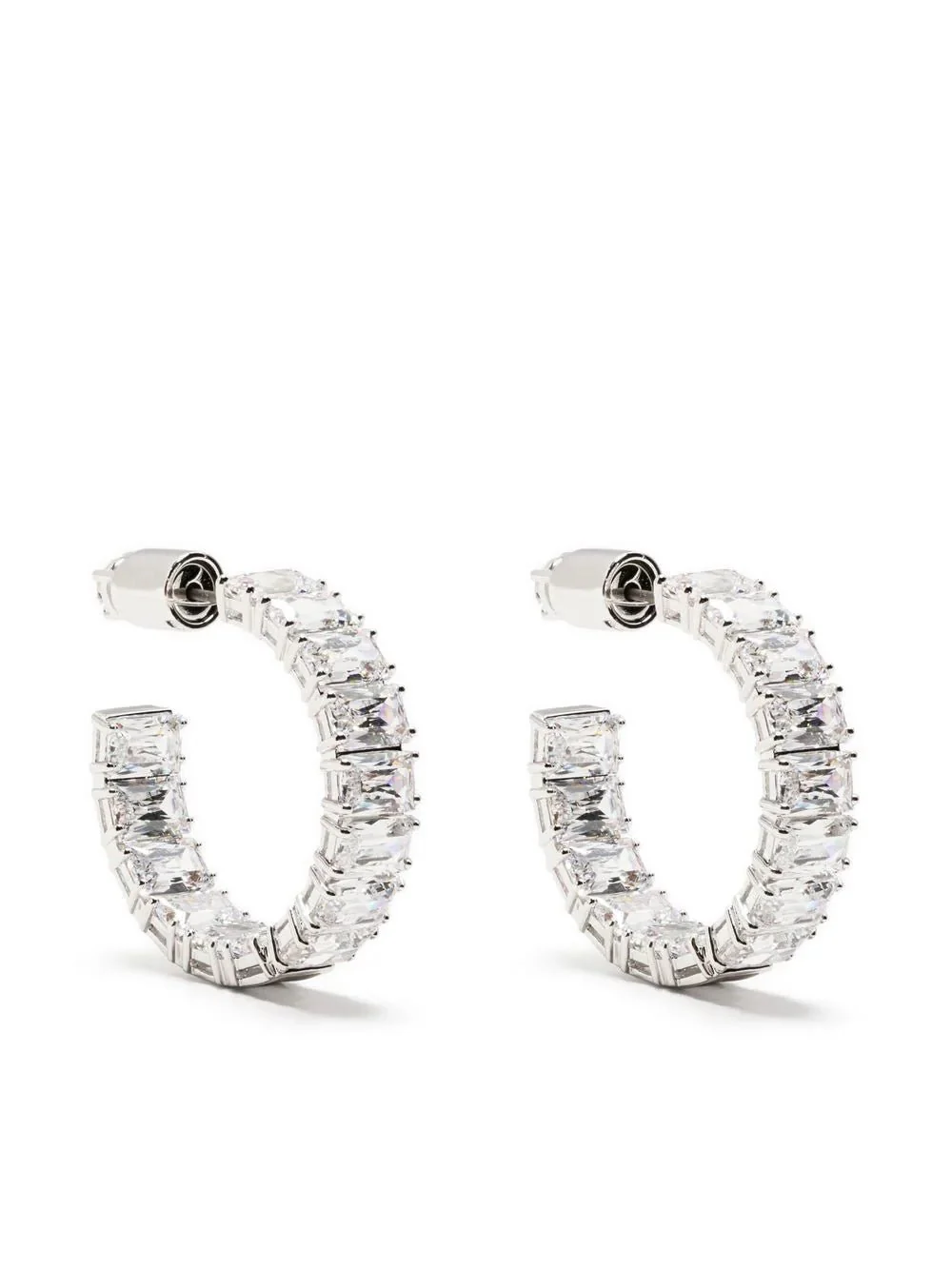 Swarovski Silver Matrix Octagon Cut Hoop Earrings - Image 6