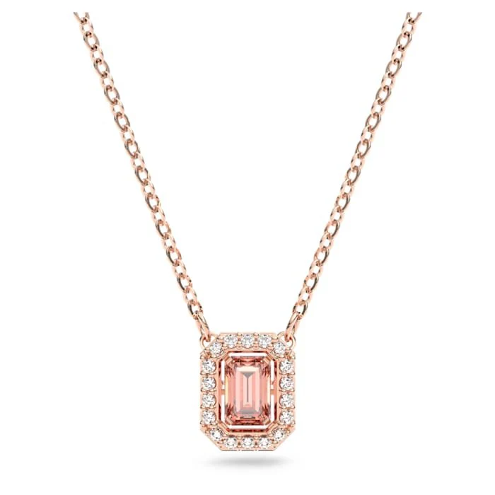 Swarovski Rose Gold Una Octagon Cut Pink Necklace