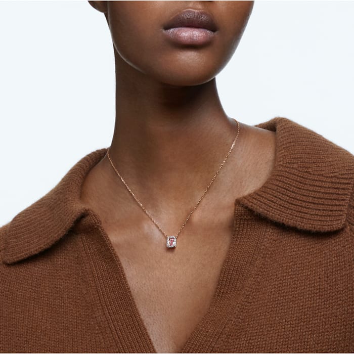 Swarovski Rose Gold Una Octagon Cut Pink Necklace - Image 4