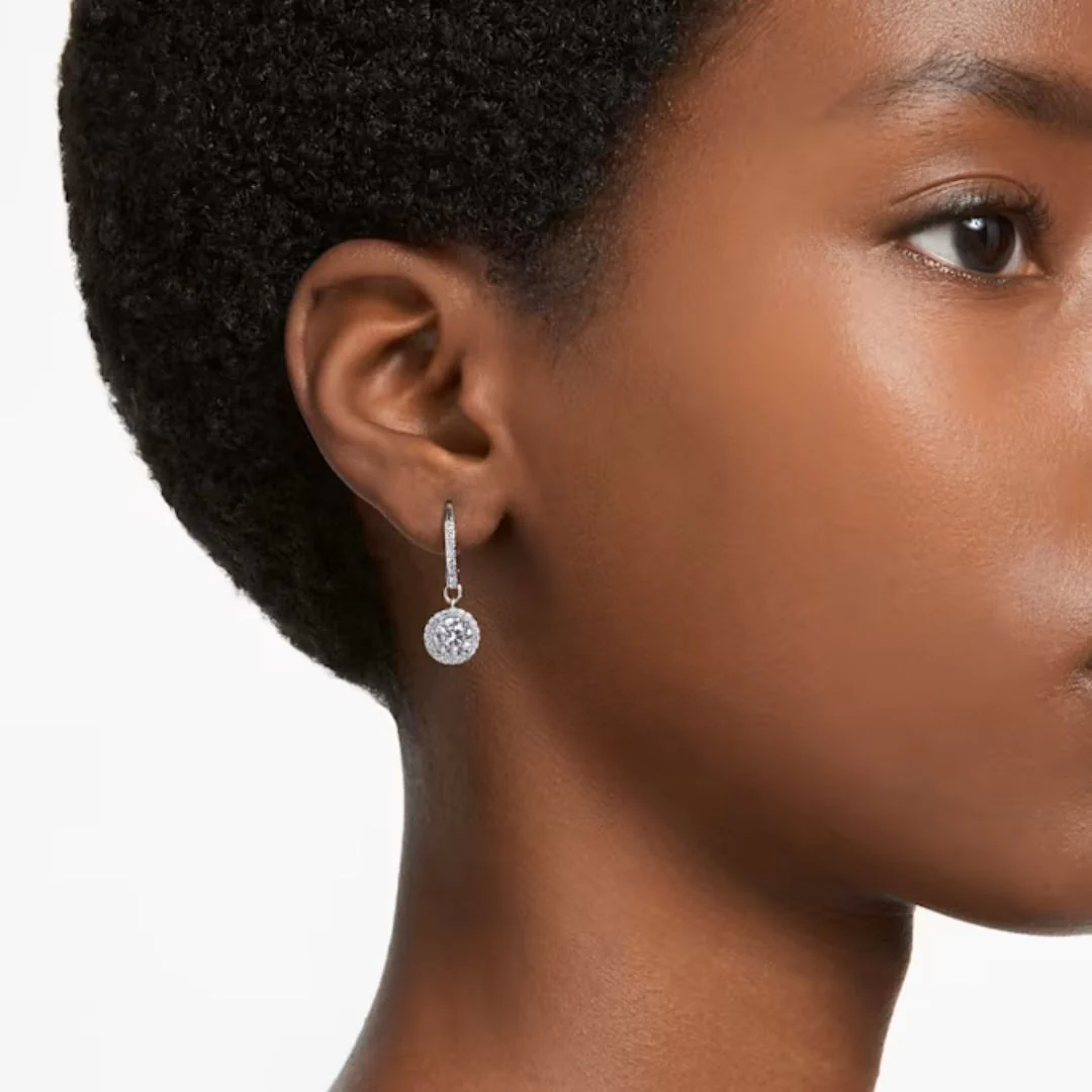Swarovski Silver Una Round Cut Drop Earrings - Image 2
