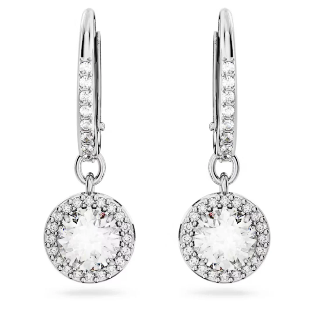 Swarovski Silver Una Round Cut Drop Earrings - Image 3