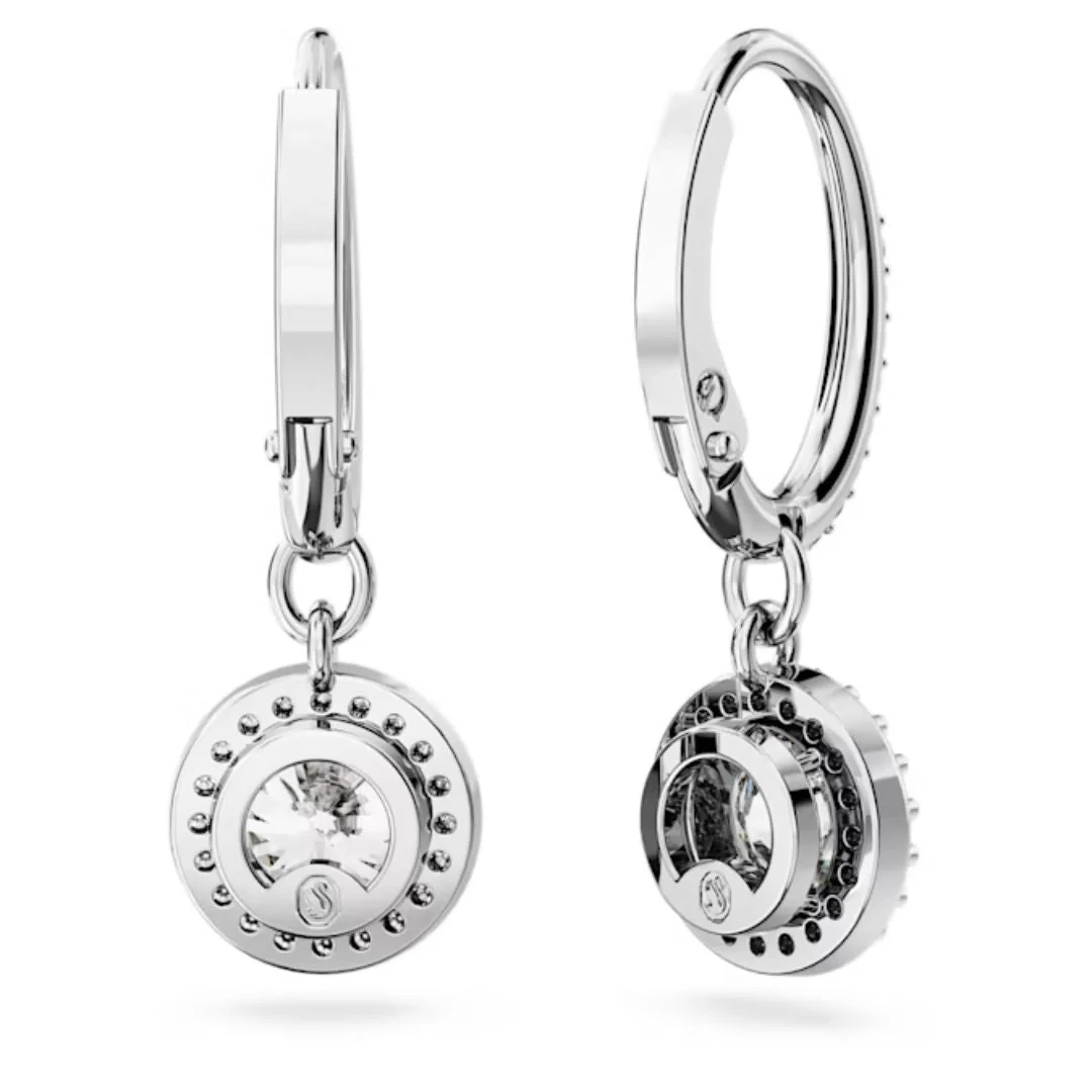 Swarovski Silver Una Round Cut Drop Earrings - Image 4