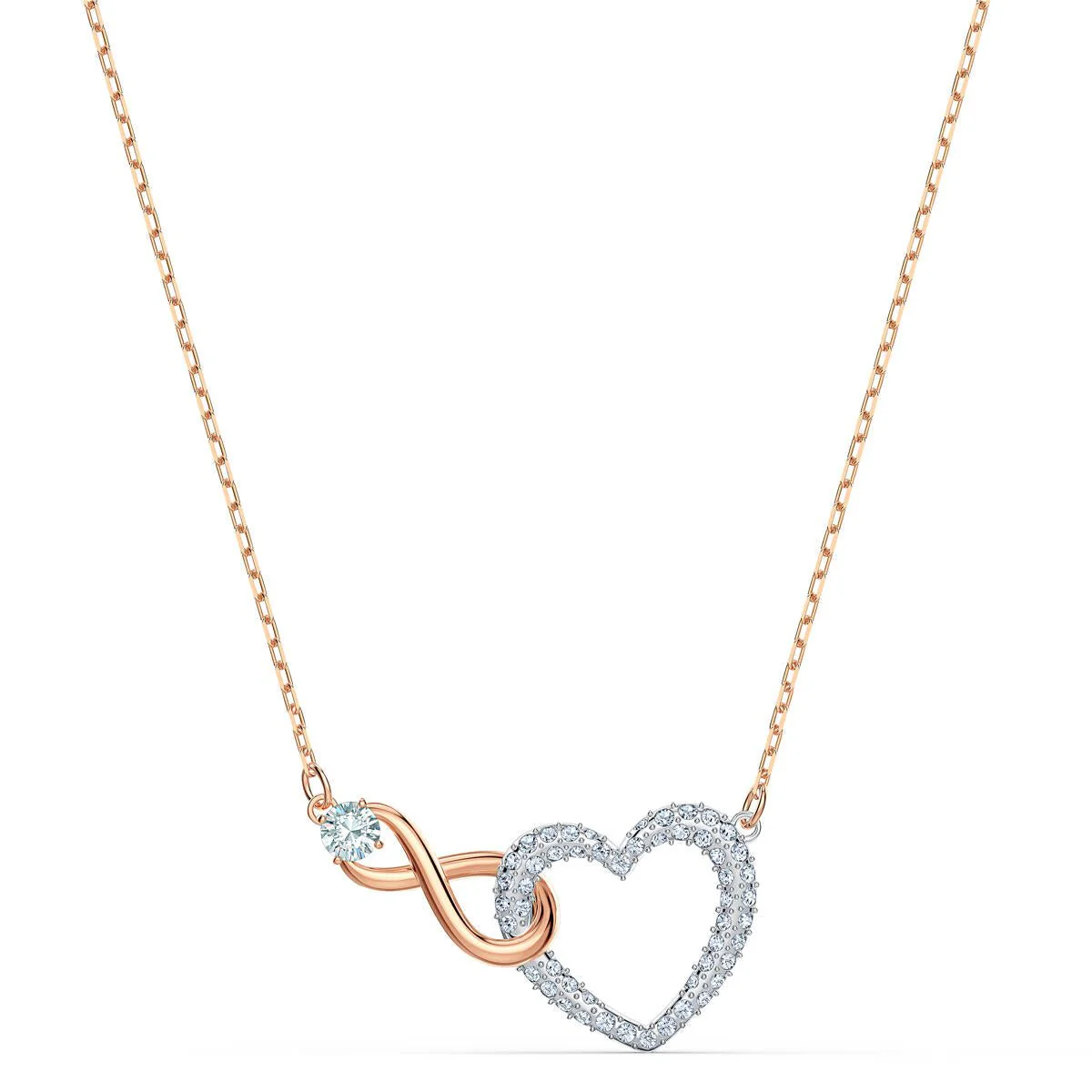 Swarovski Rose Gold Hyperbola Infinity Heart Crystal Necklace