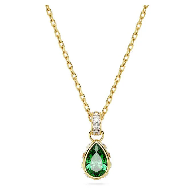Swarovski Gold Chroma Green Pendant Necklace