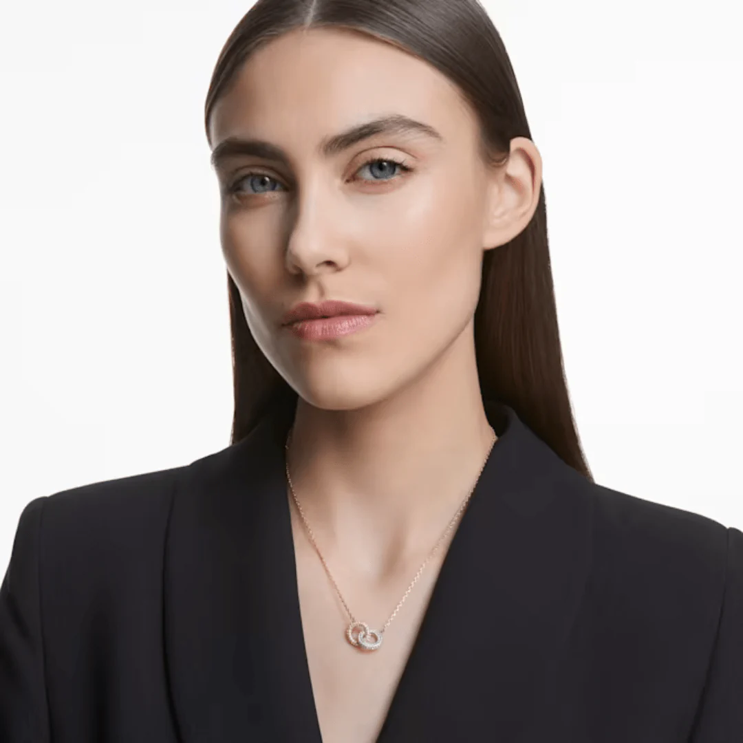 Swarovski Rose Gold Dextera Intertwined Circle Necklace - Image 2