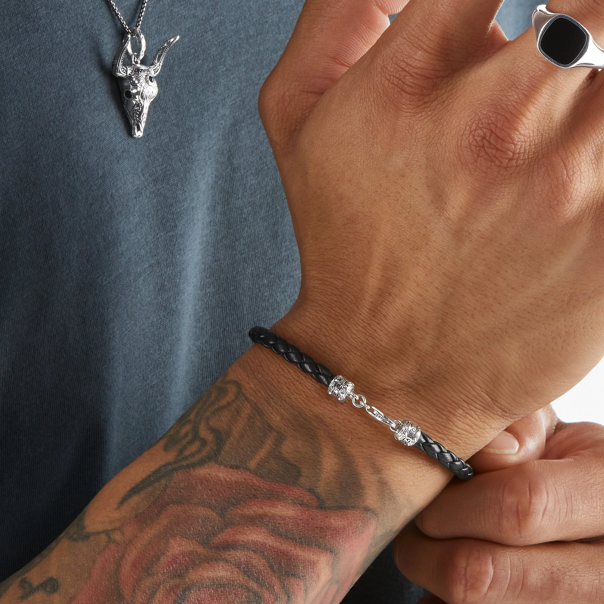 Thomas Sabo Black Leather Classic Bracelet - Image 2