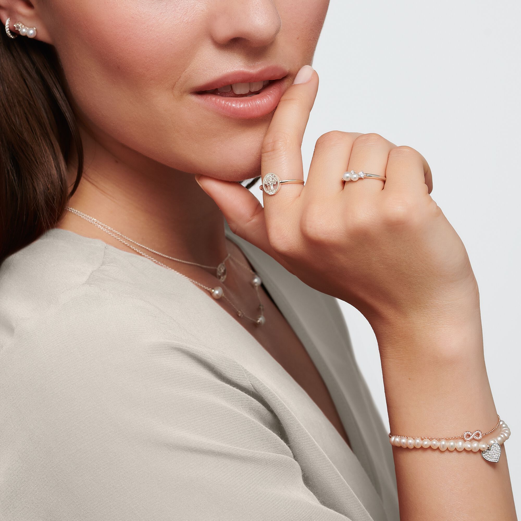 Thomas Sabo CZ Silver Pearls Ring - Image 2