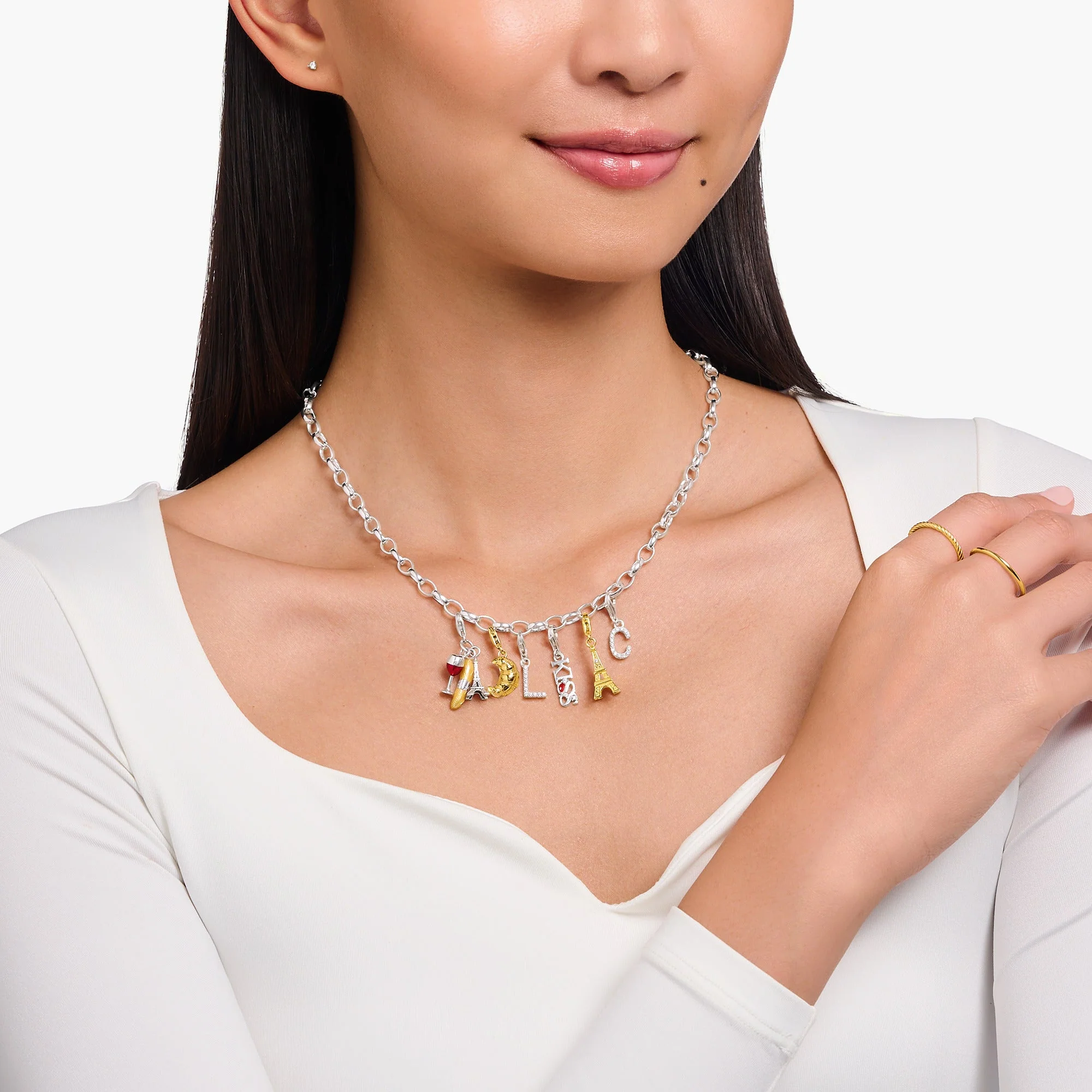 Thomas Sabo Gold Eiffel Tower and White Zirconia Charm - Image 4