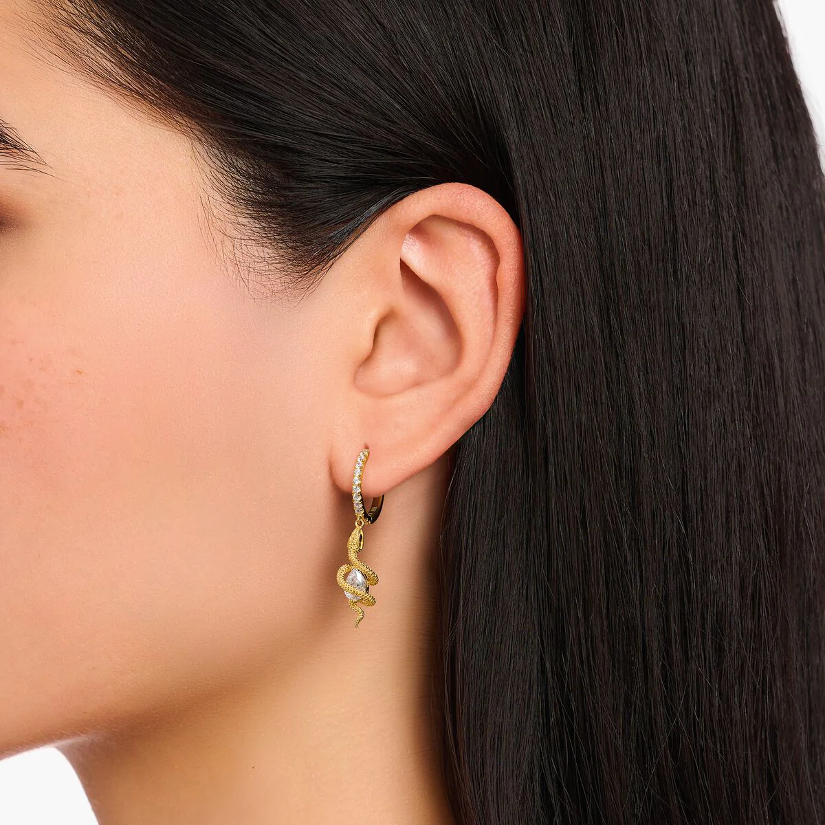 Thomas Sabo Gold Tempting Romance Snake & Sword Hoop Earrings - Image 3