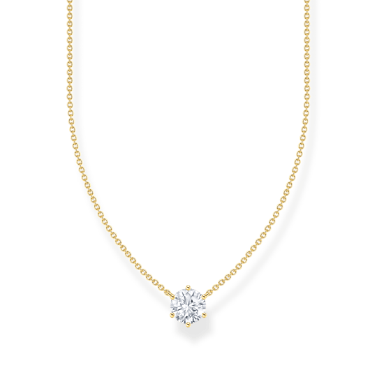 Thomas Sabo Gold Round CZ Pendant Necklace