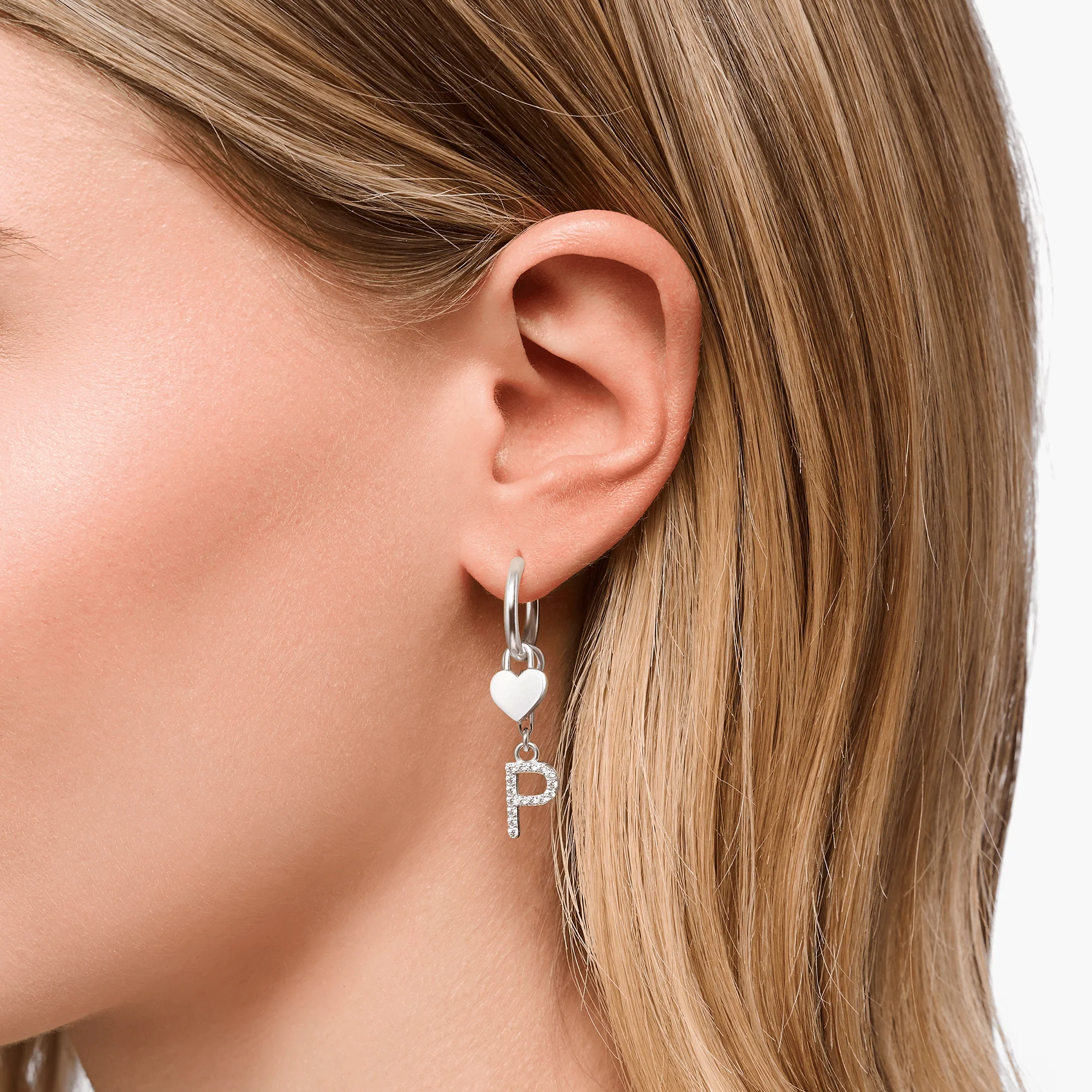 Thomas Sabo Silver Heart Dangle Hoop Earring - Image 2