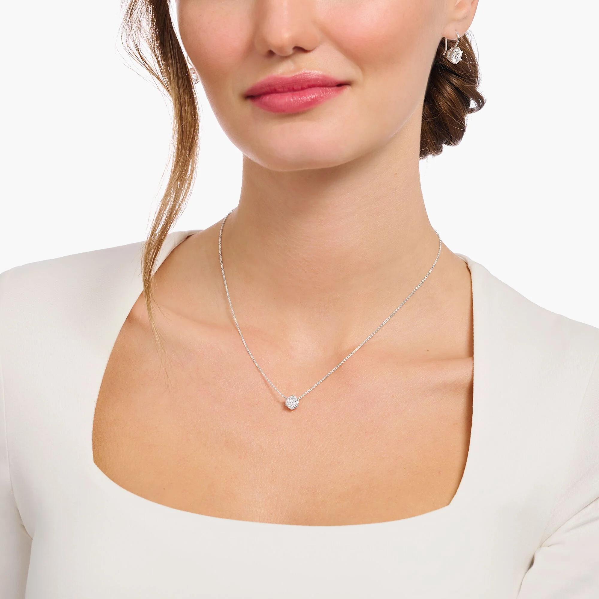 Thomas Sabo Silver Round Zirconia Pendant Necklace - Image 2