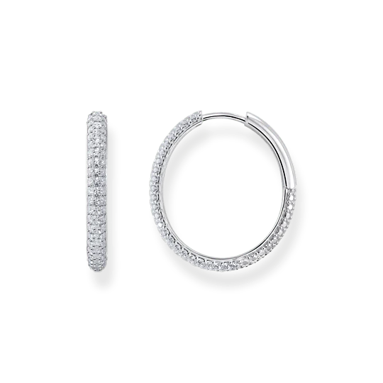 Thomas Sabo Silver Thin Pave Big Hoop Earrings