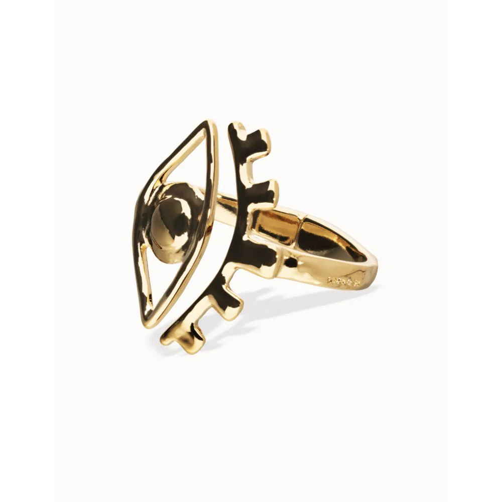 Unode50 18K Gold Plated a Striking Central Eye Bangle Bracelet