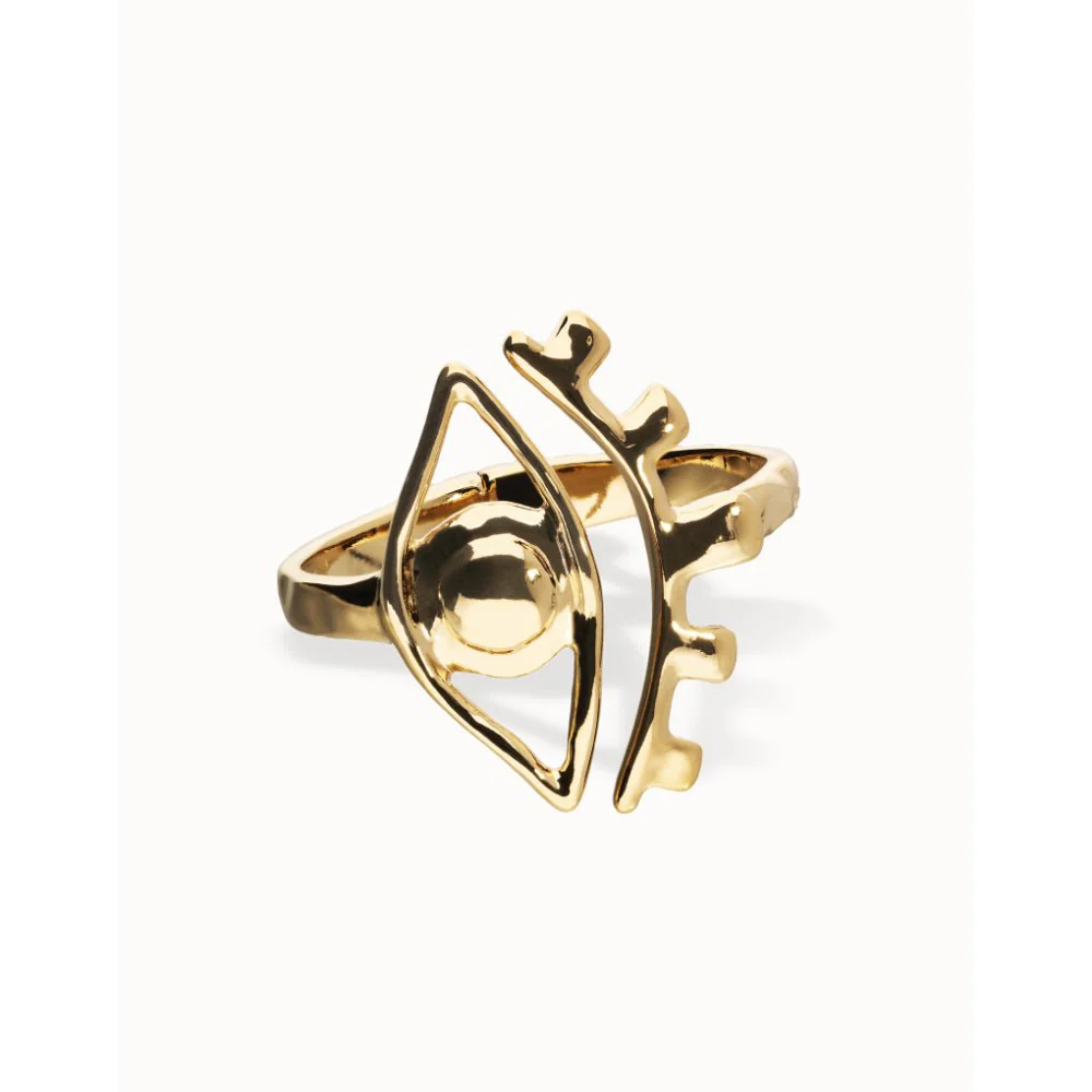 Unode50 18K Gold Plated a Striking Central Eye Bangle Bracelet - Image 4