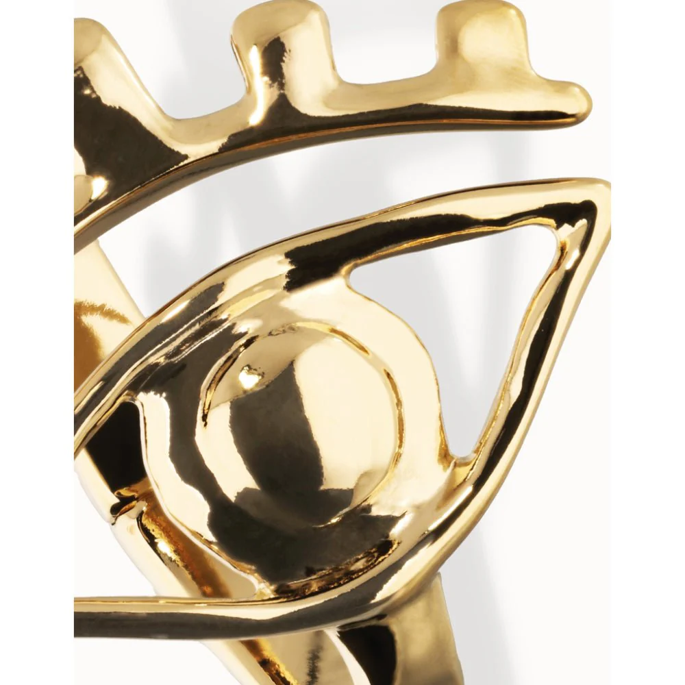 Unode50 18K Gold Plated a Striking Central Eye Bangle Bracelet - Image 5