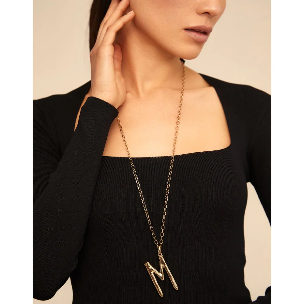 Unode50 18K Gold Plated Large M Initial Charm - Image 2