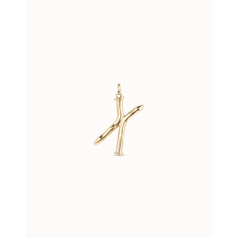 Unode50 18K Gold Plated Large X Initial Charm