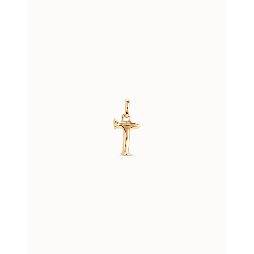 Unode50 18K Gold Plated Medium T Initial Charm