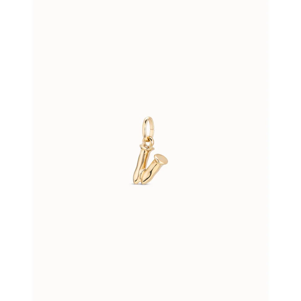 Unode50 18K Gold Plated Medium V Initial Charm - Image 2