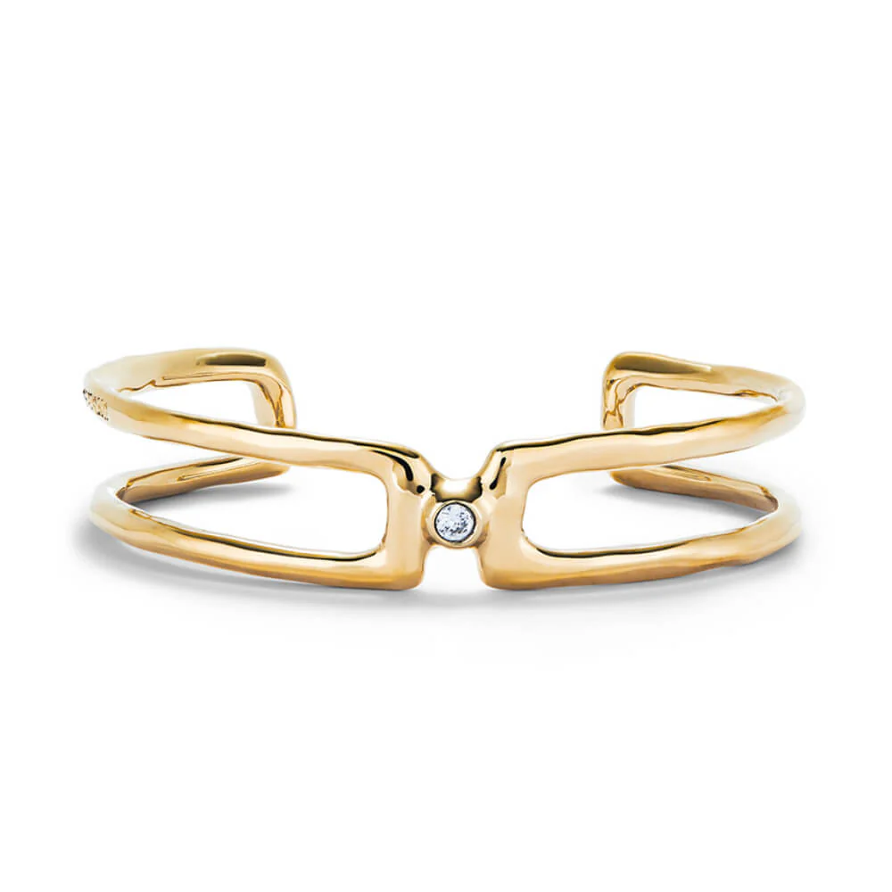 UNOde50 Gold White Topaz Bangle Bracelet
