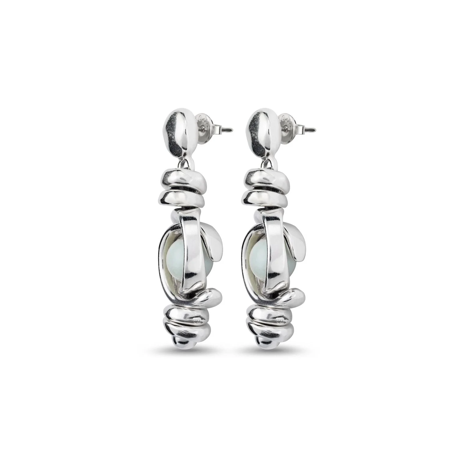 UNOde50 Silver Planets Amazonite Earrings - Image 2