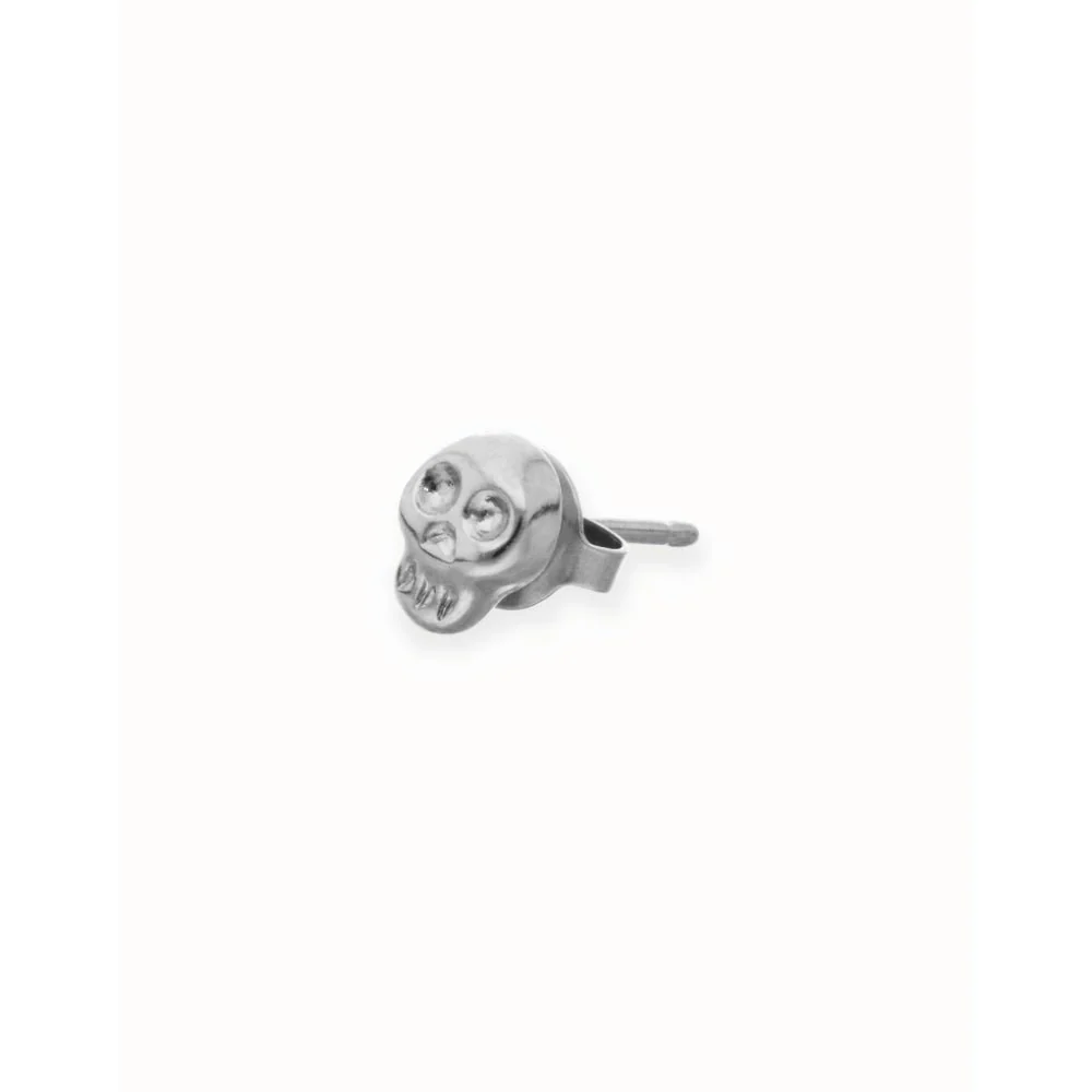 Unode50 Sterling Silver Skull Single Stud Earring