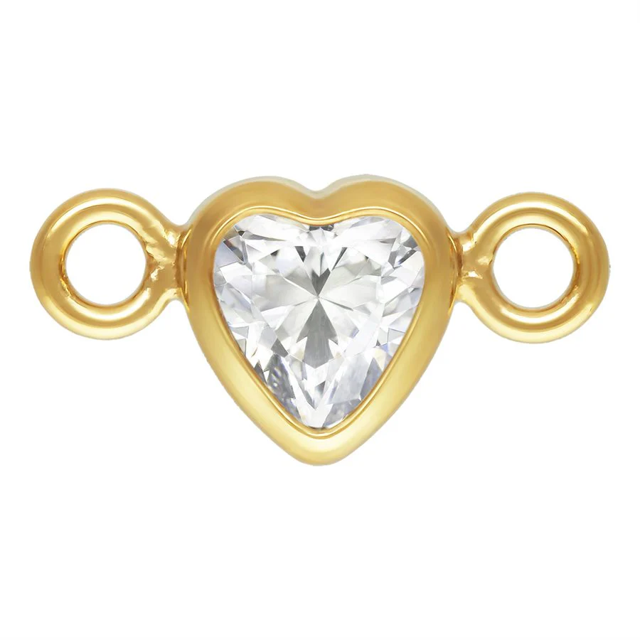 Mococo Welded Forever Gold Cubic Zirconia Heart Connector - Image 2